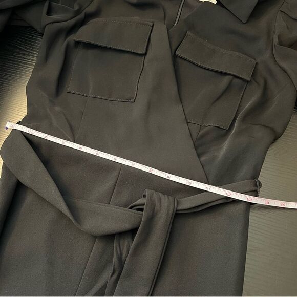 DKNY Women's Collared Tie-Waist Long-Sleeve Jumpsuit Black 2 NWT - Picture 16 of 16